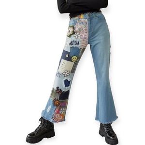 BDG Patchwork Light Blue Flare Jeans